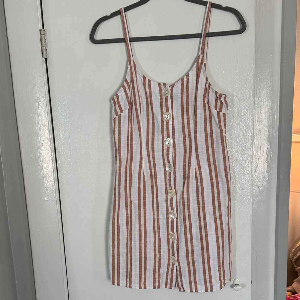 Derek Heart Brown and White Striped Dress